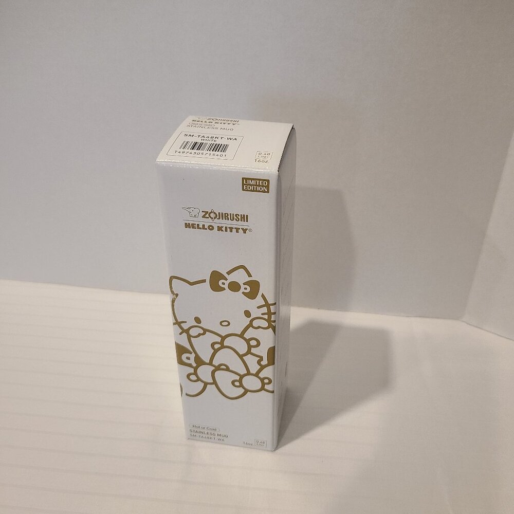 NIB-Zojirushi Hello Kitty Stainless Steel 16oz Travel Mug-Keeps Hot or Cold-Wht